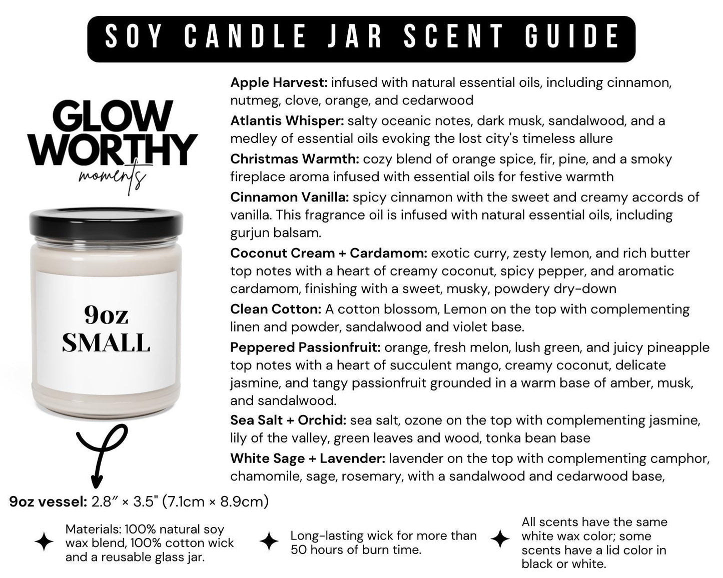 soy clear candle jar scent guide