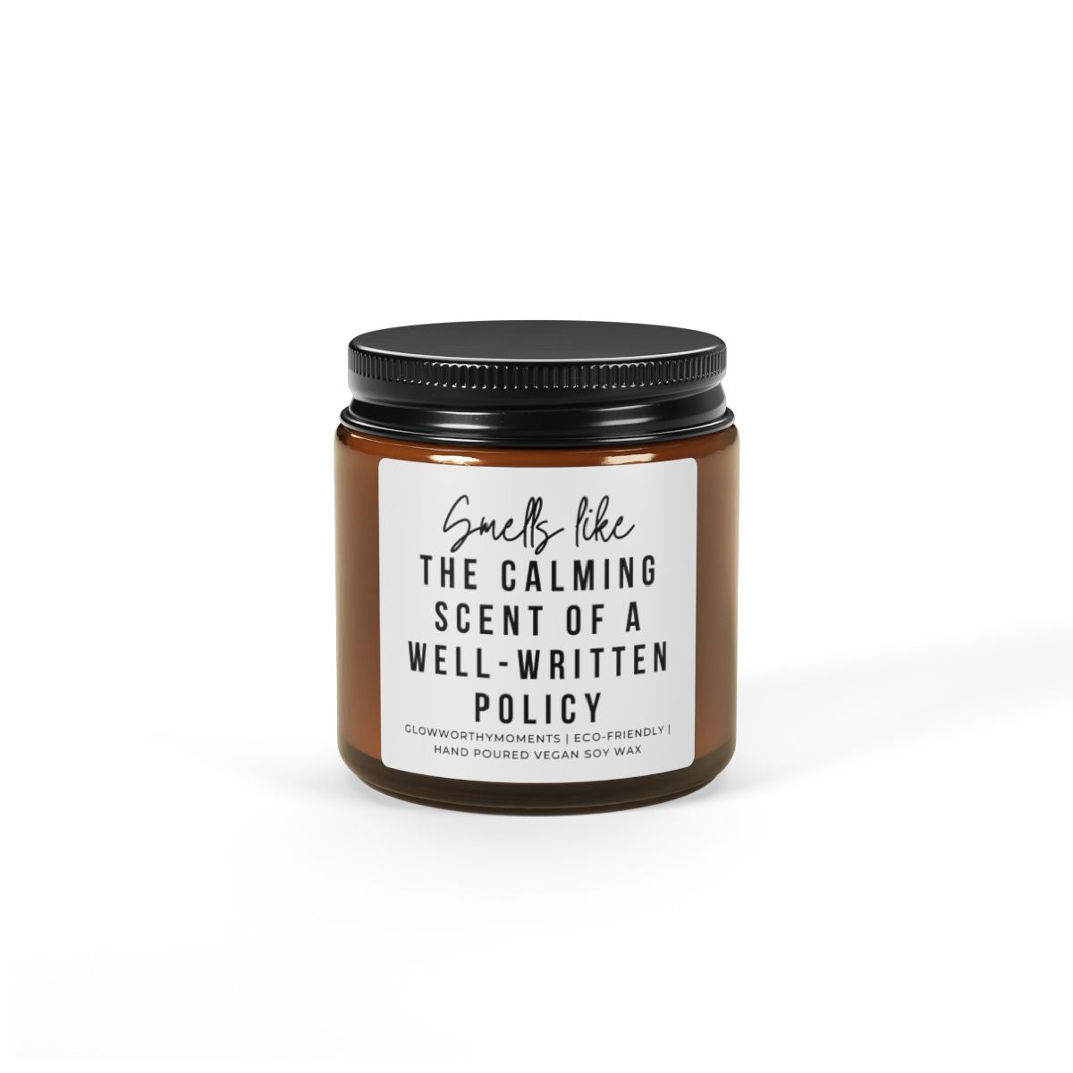 Sarcastic insurance policy analyst candle on office desk - HR gag gift