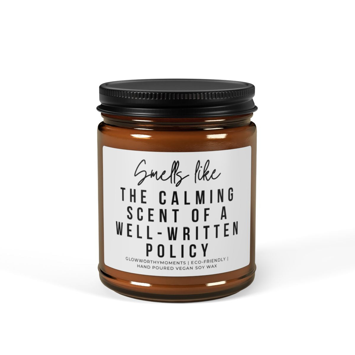 Sarcastic insurance policy analyst candle on office desk - HR gag gift