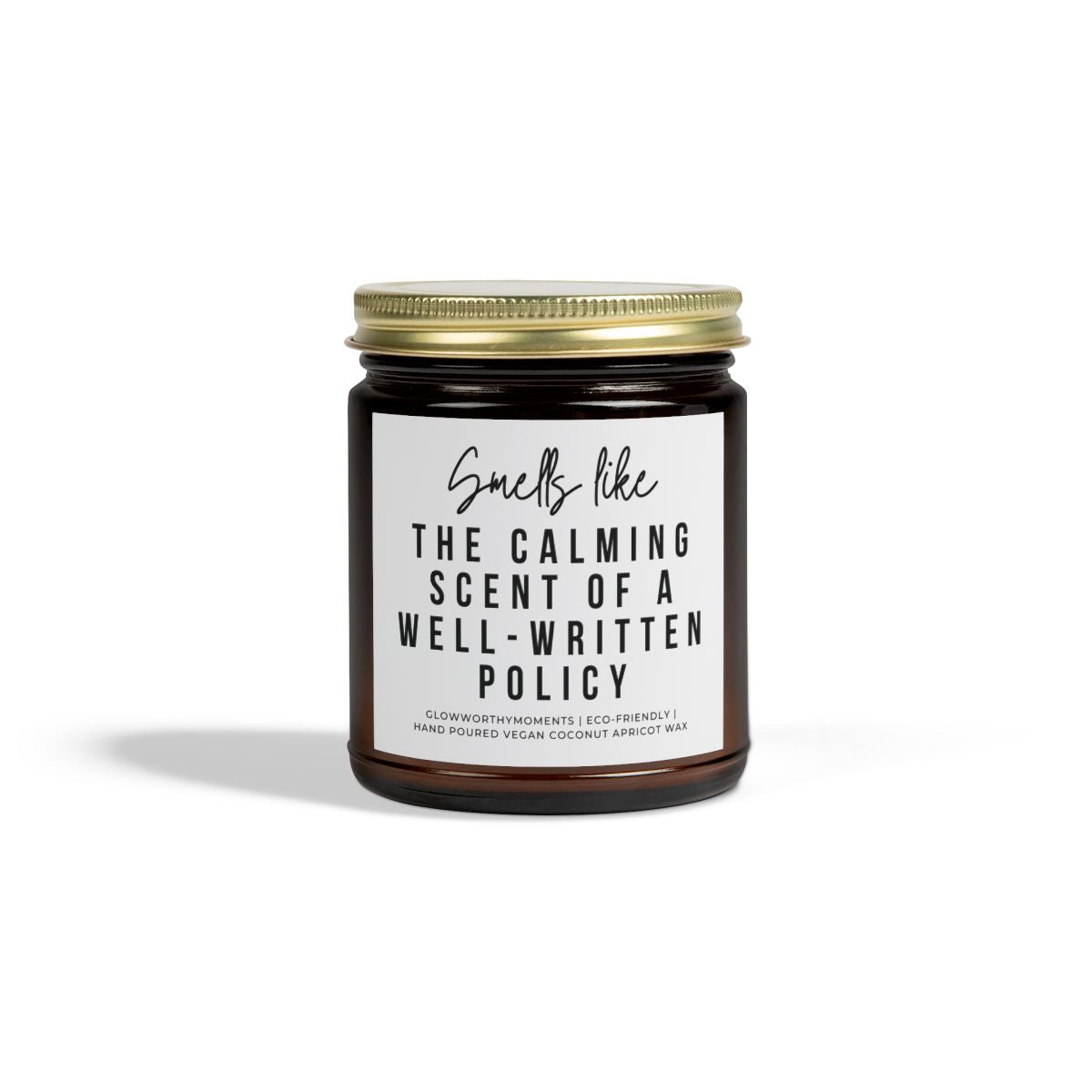 Sarcastic insurance policy analyst candle on office desk - HR gag gift