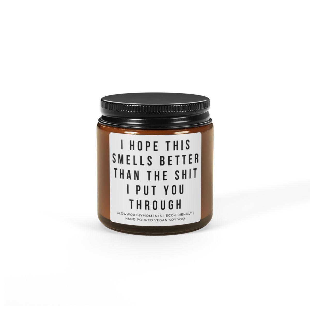 Minimalist I'm Sorry candle with amber jar - breakup apology gift