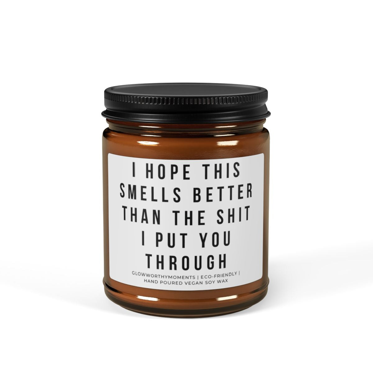 Minimalist I'm Sorry candle with amber jar - breakup apology gift