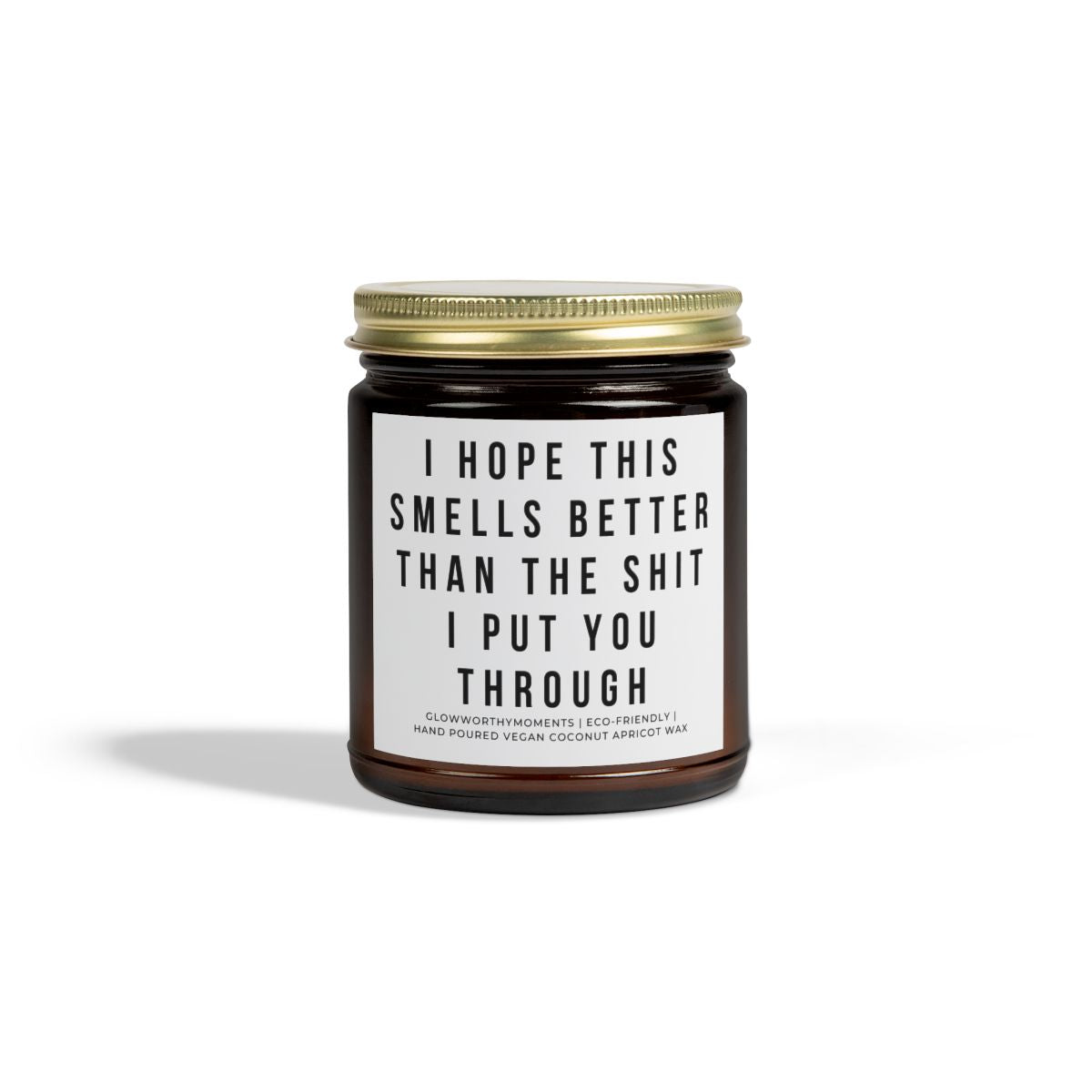 Minimalist I'm Sorry candle with amber jar - breakup apology gift