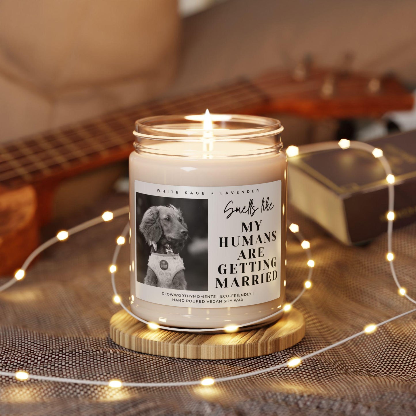 Funny 'Best Dog' wedding candle for pet parents getting married