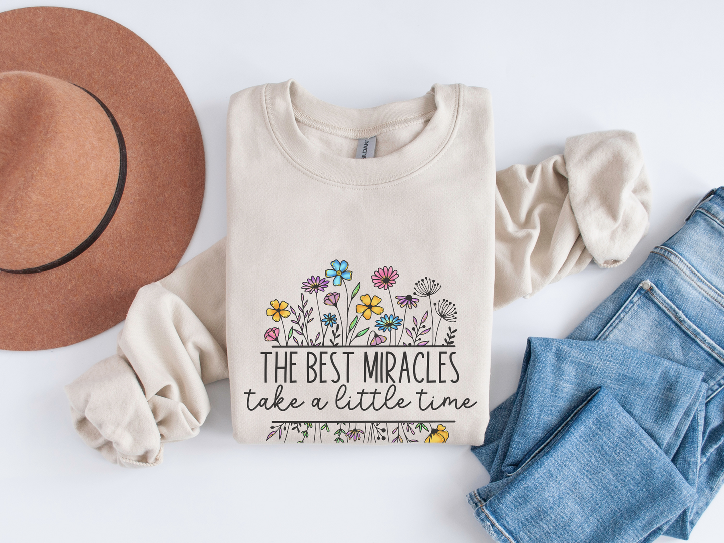 Floral 'The Best Miracles' IVF pregnancy announcement sweatshirt