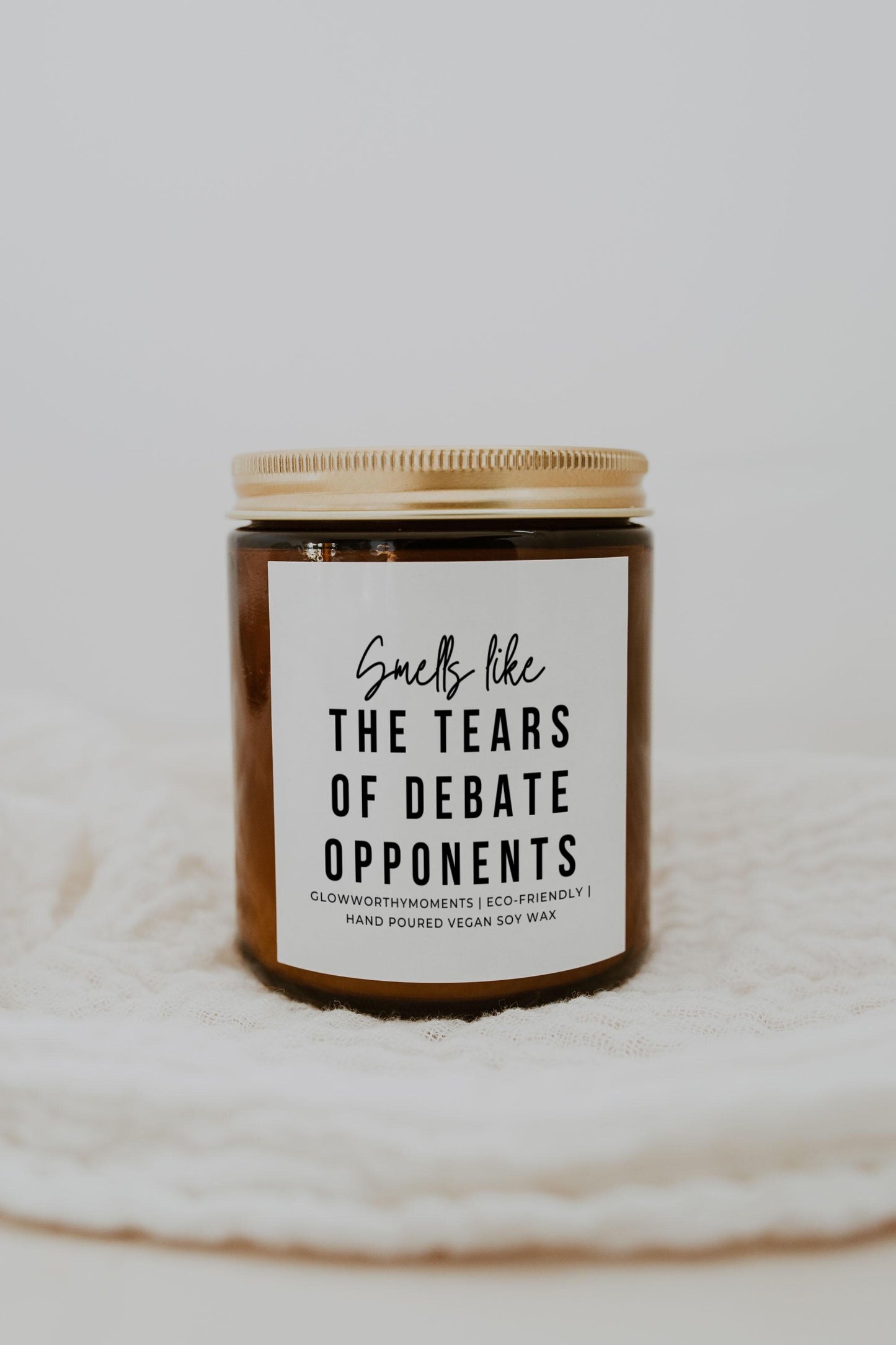 Debate competition gift set with funny candle, notecards, and caffeine