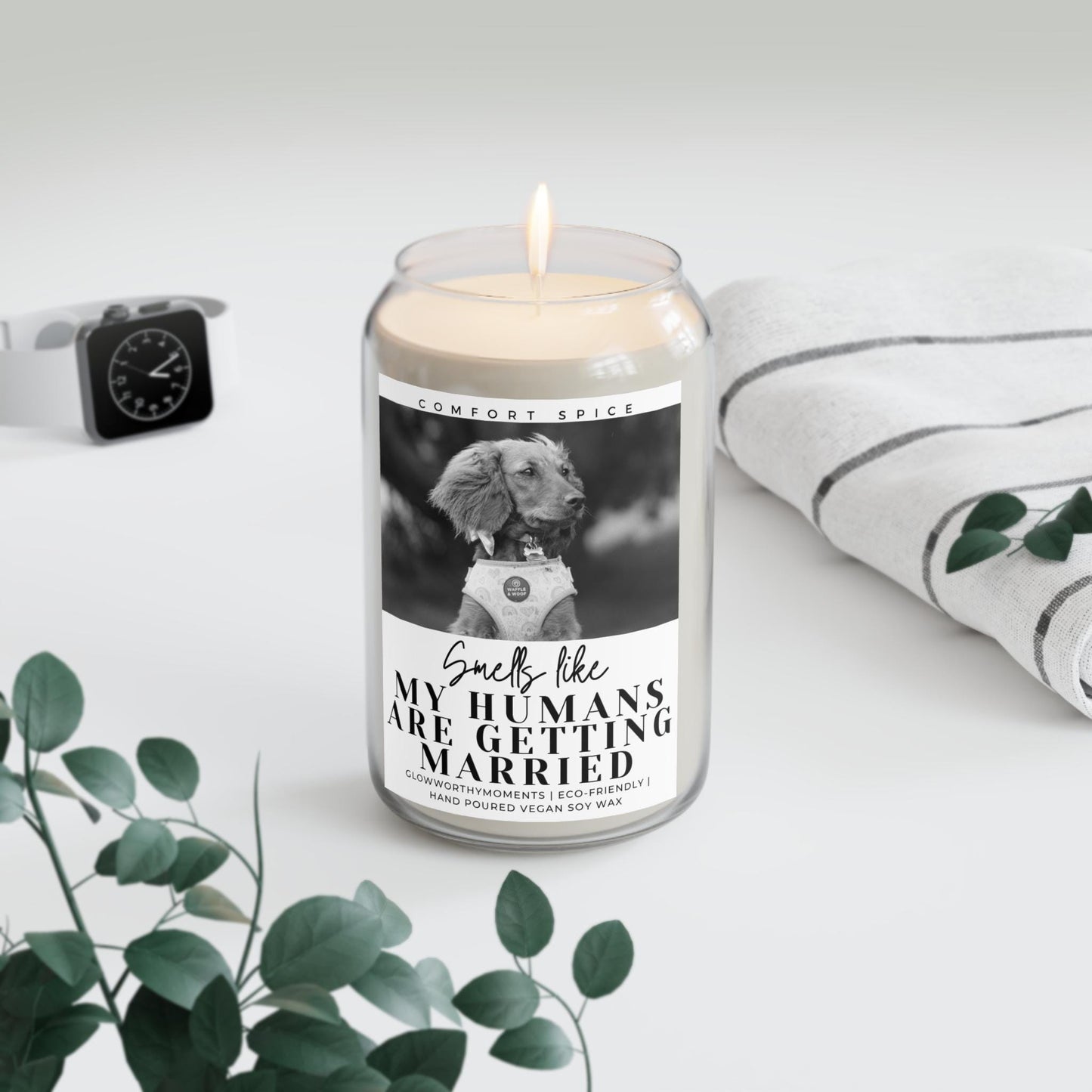 Customization options showing 1-dog and 2-dog wedding candle designs