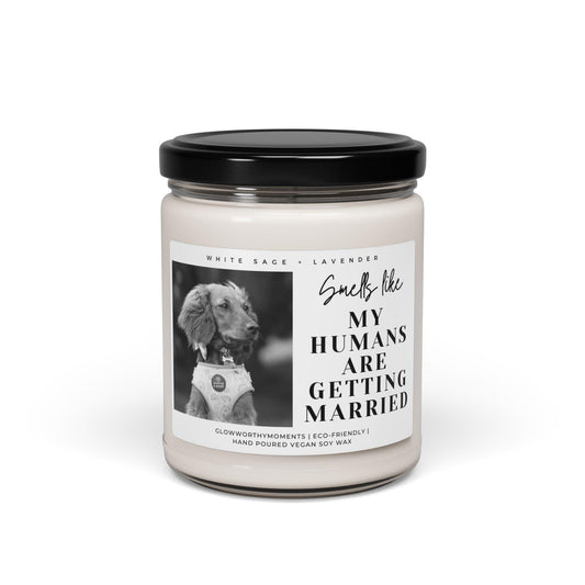 Gift for her - personalized engagement candle with dog photo