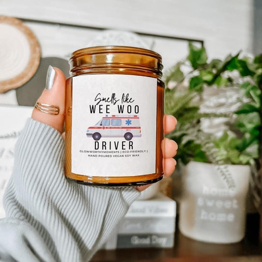 EMT graduate gift idea of ambulance candle for pinning ceremony