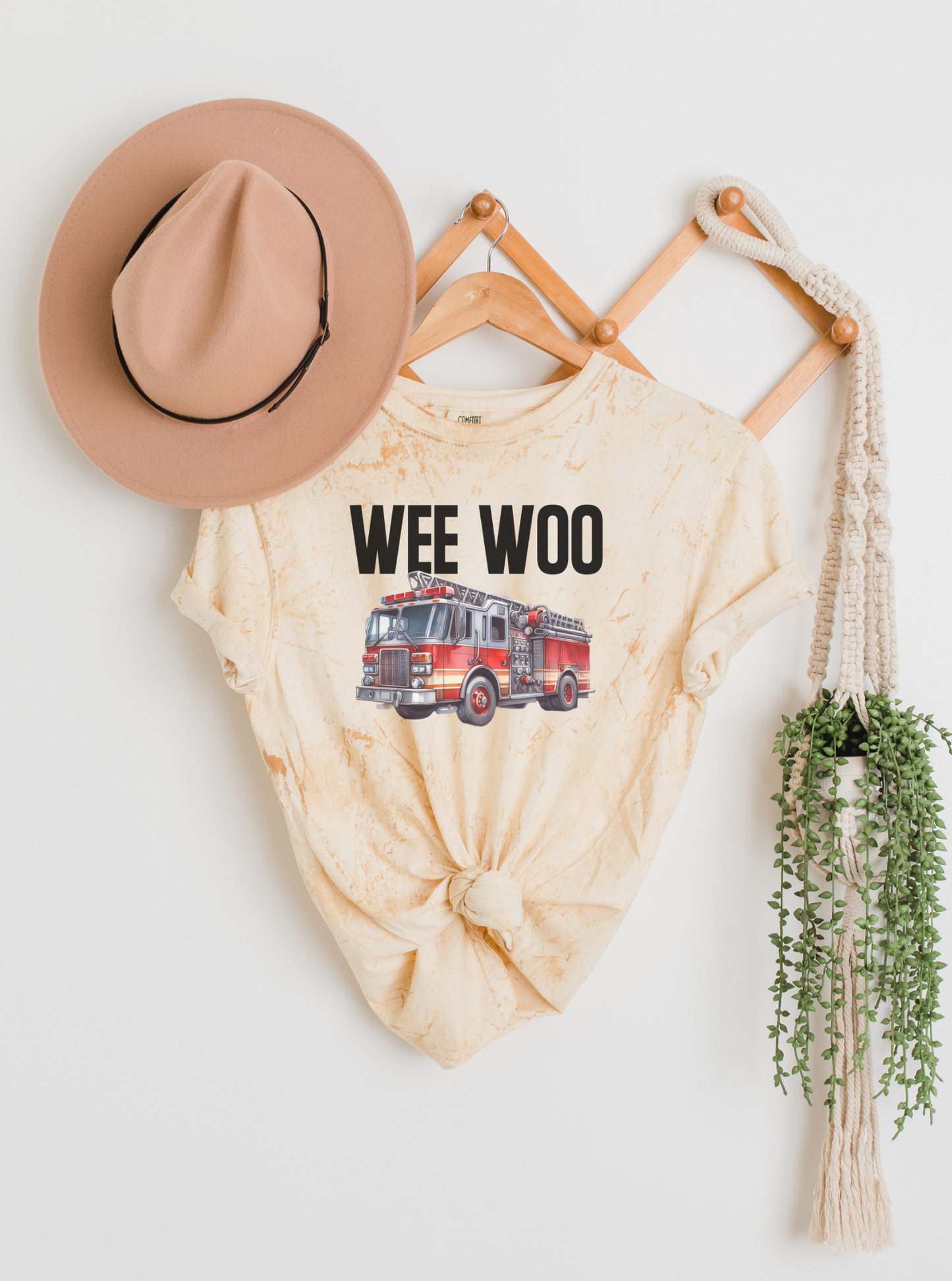 Firefighters in matching 'Wee Woo' shirts
