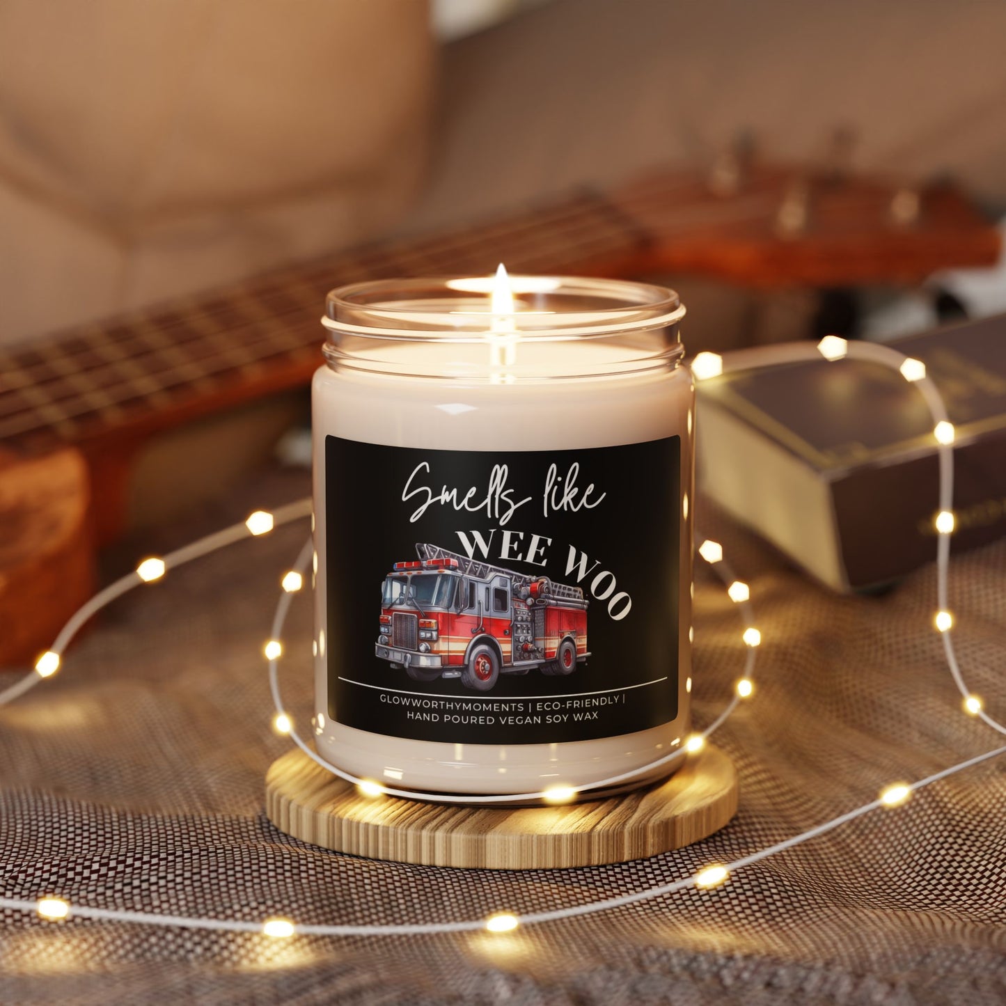 Funny firefighter candle in station