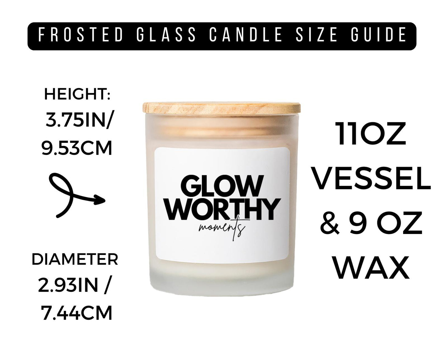 11oz frosted glass candle size guide