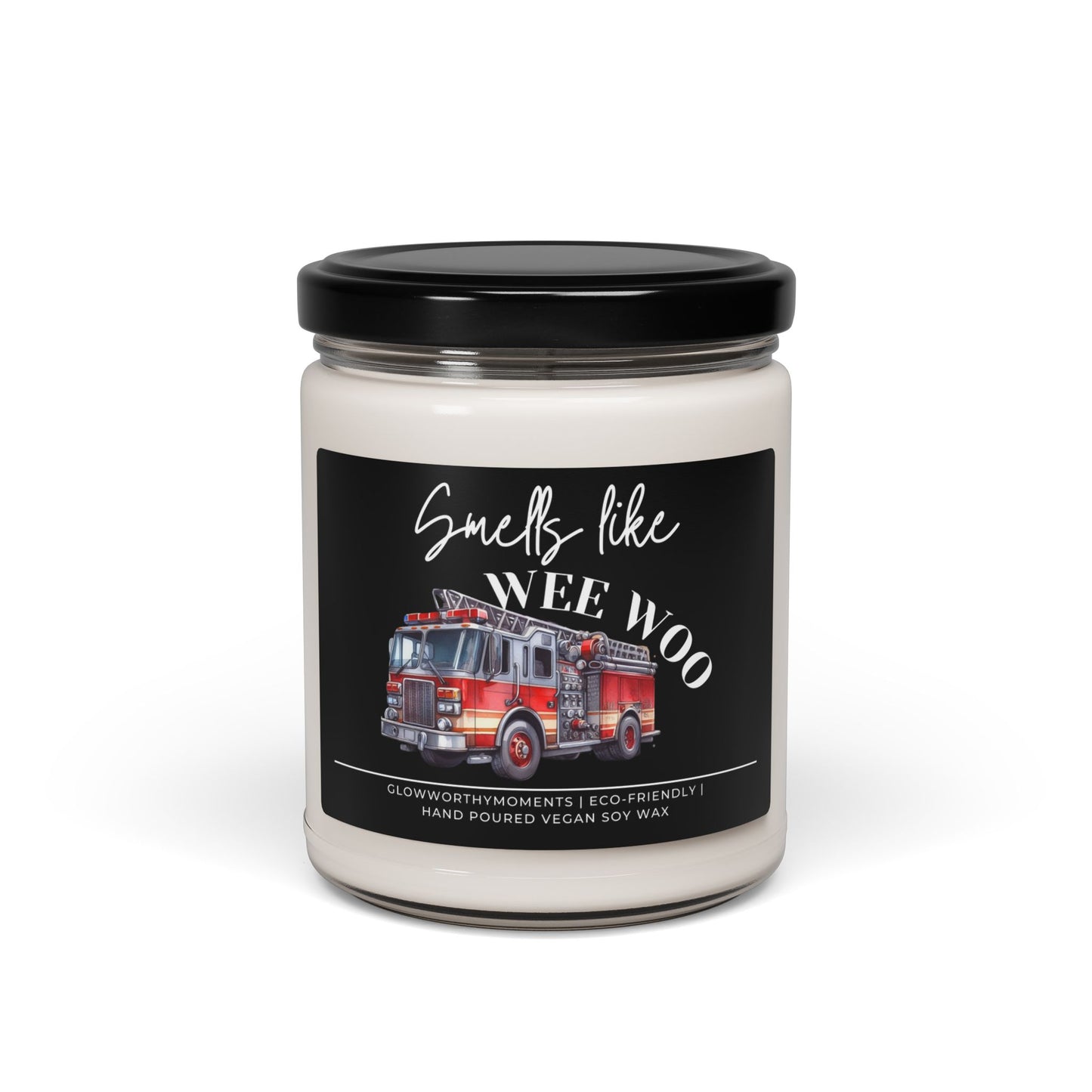 Hilarious 'Putting Out Fires & Sht' firefighter candle with 'Wee Woo' design