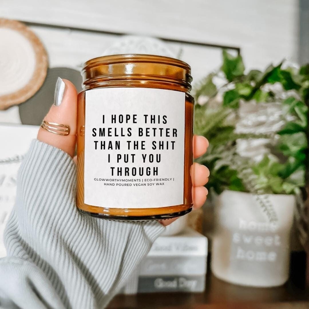 I’m Sorry soy wax candle in amber jar - heartfelt apology gift for relationships