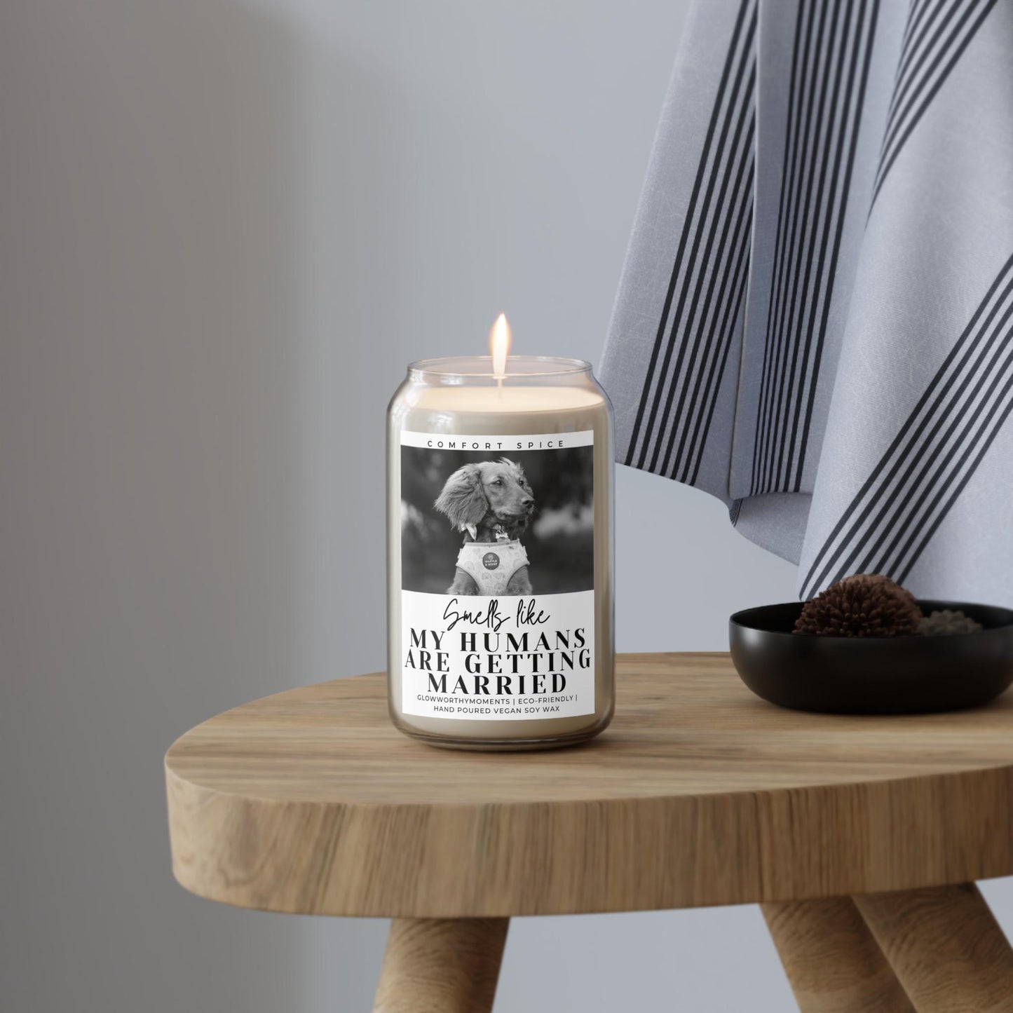 Customization options showing 1-dog and 2-dog wedding candle designs