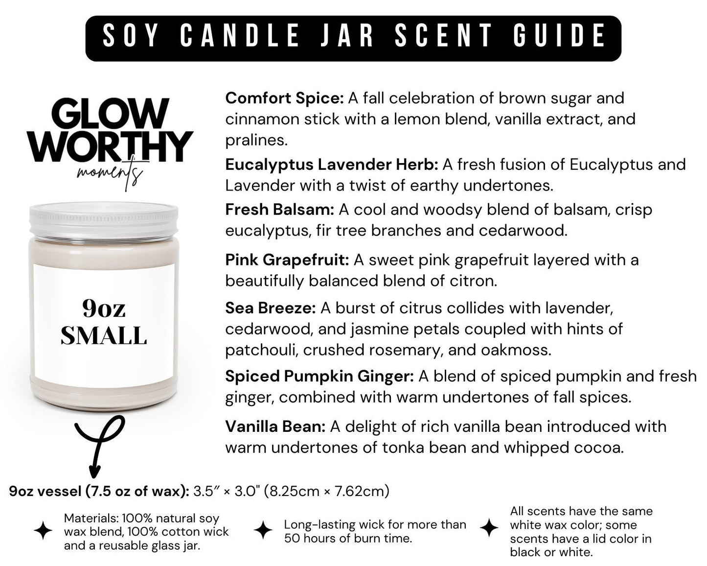 soy white candle jar scent guide