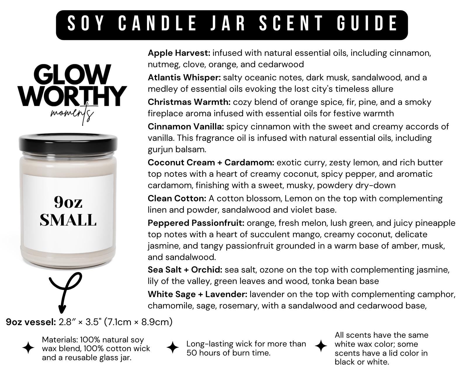soy clear candle jar scent guide