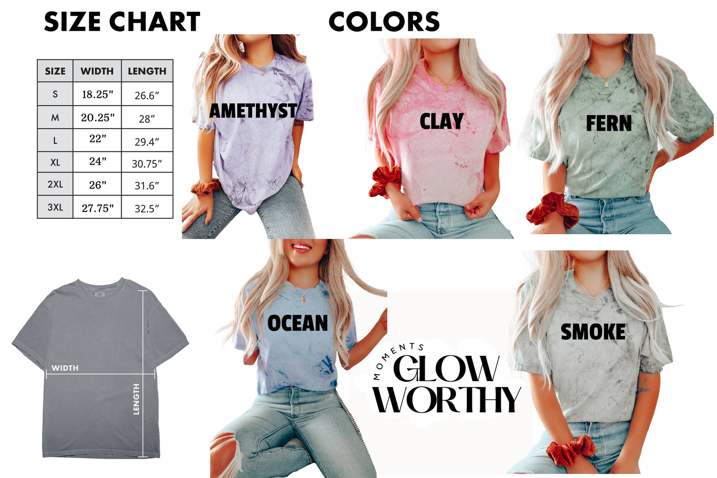 comfort colors t-shirt size chart