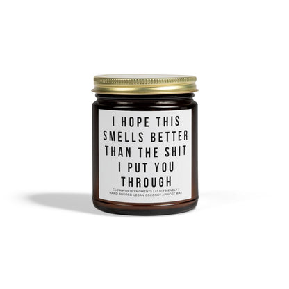 Minimalist I'm Sorry candle with amber jar - breakup apology gift