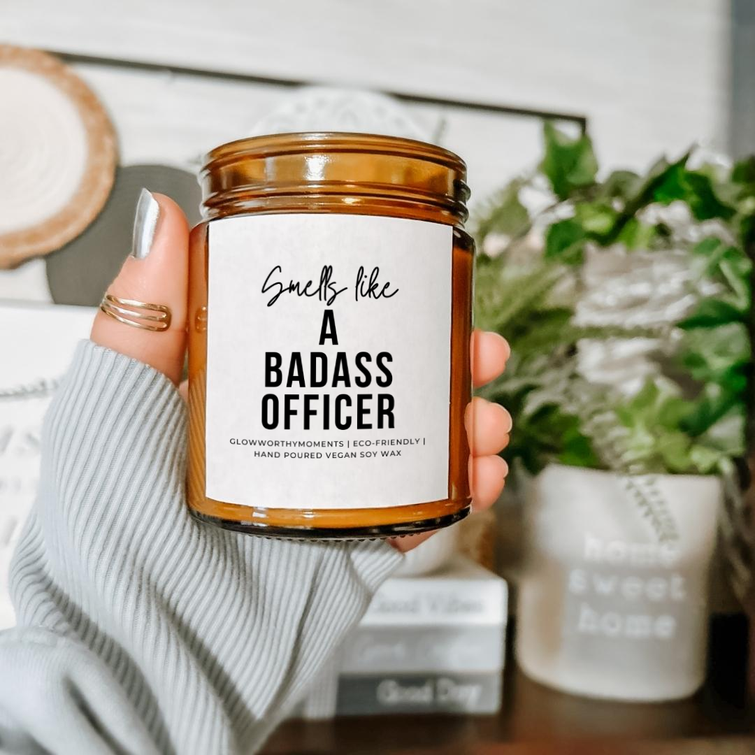 Funny 'Badass Officer' police candle 