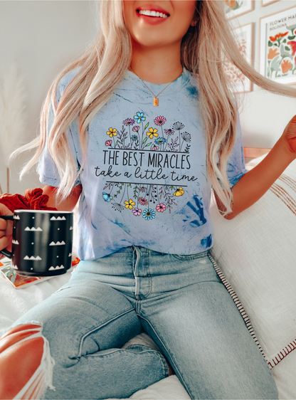 Uplifting 'The Best Miracles' fertility journey shirt for IVF/IUI