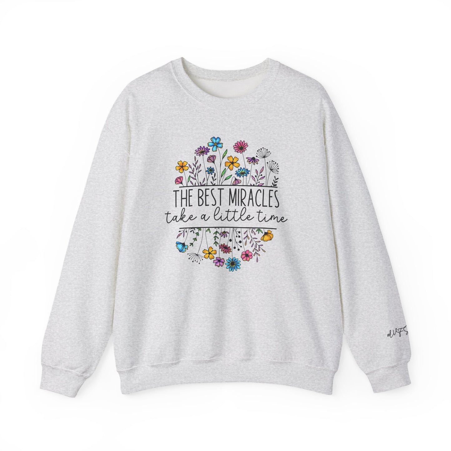 Floral 'The Best Miracles' IVF pregnancy announcement sweatshirt
