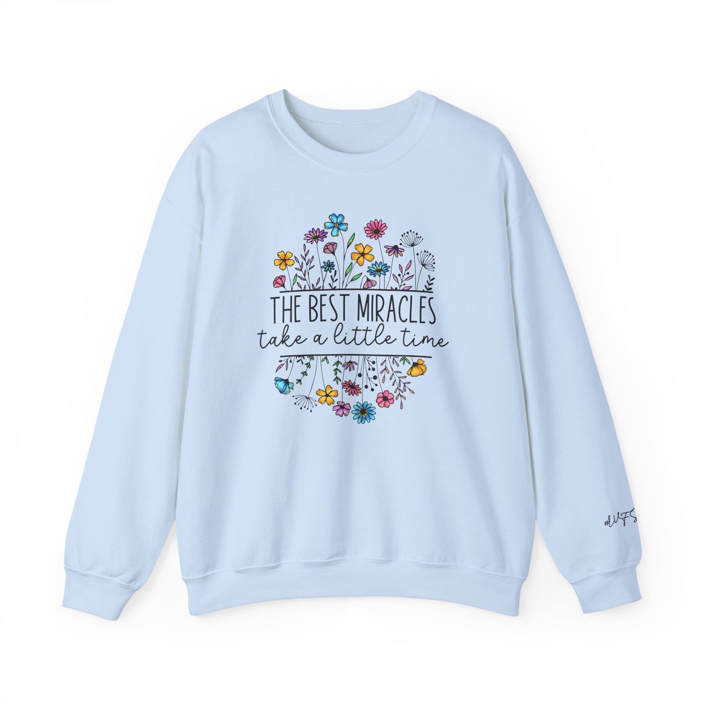 Floral 'The Best Miracles' IVF pregnancy announcement sweatshirt