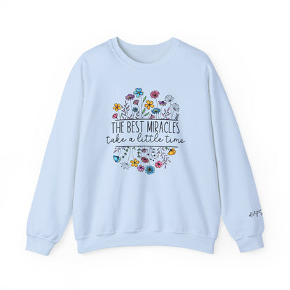 Floral 'The Best Miracles' IVF pregnancy announcement sweatshirt