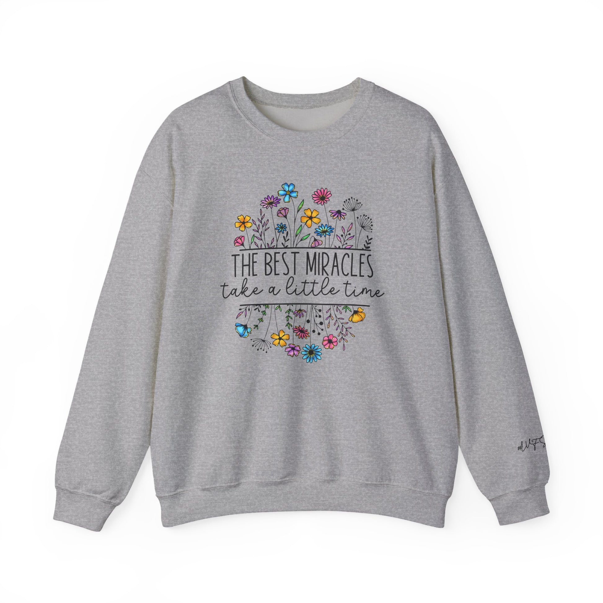 Floral 'The Best Miracles' IVF pregnancy announcement sweatshirt