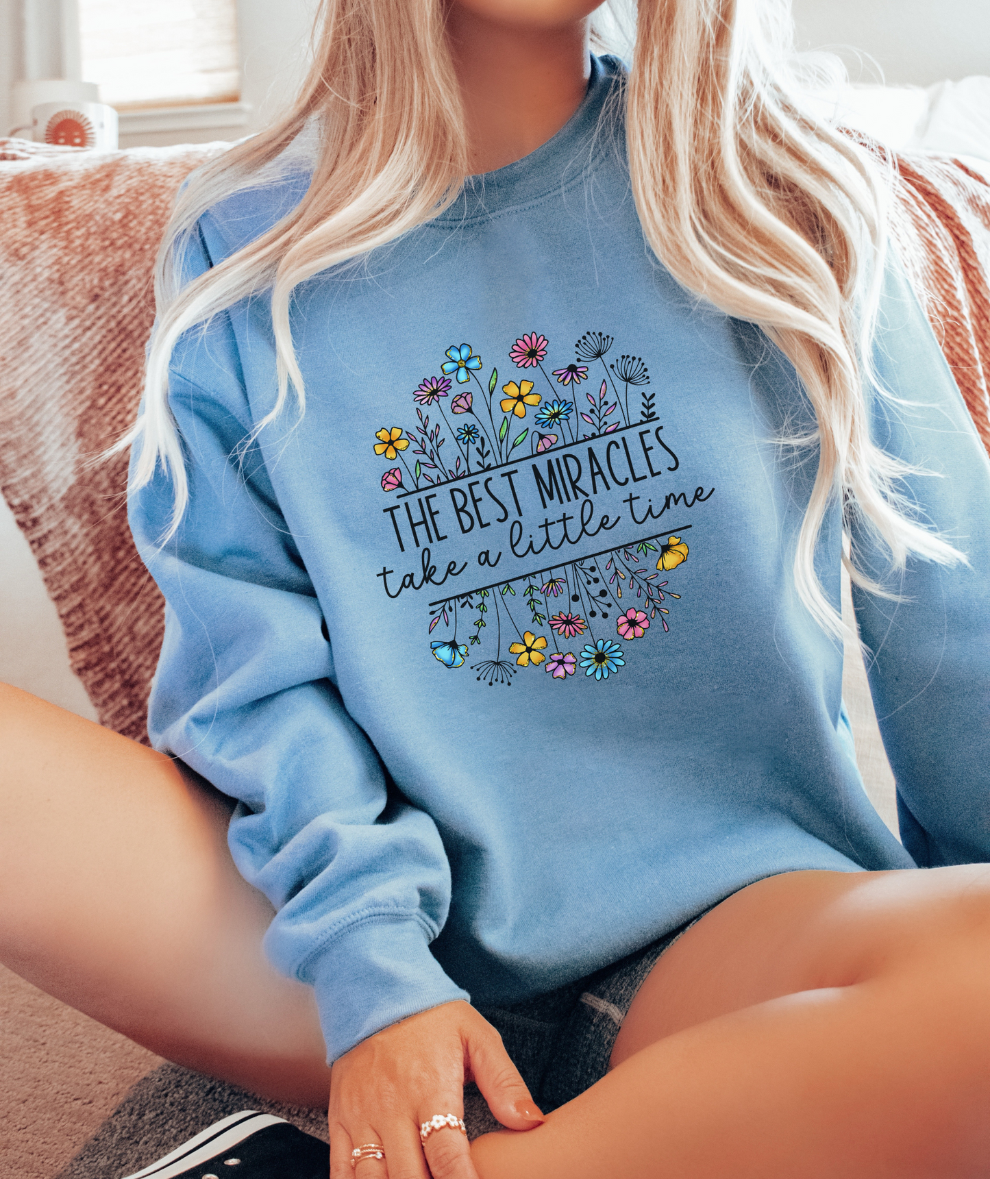 Floral 'The Best Miracles' IVF pregnancy announcement sweatshirt