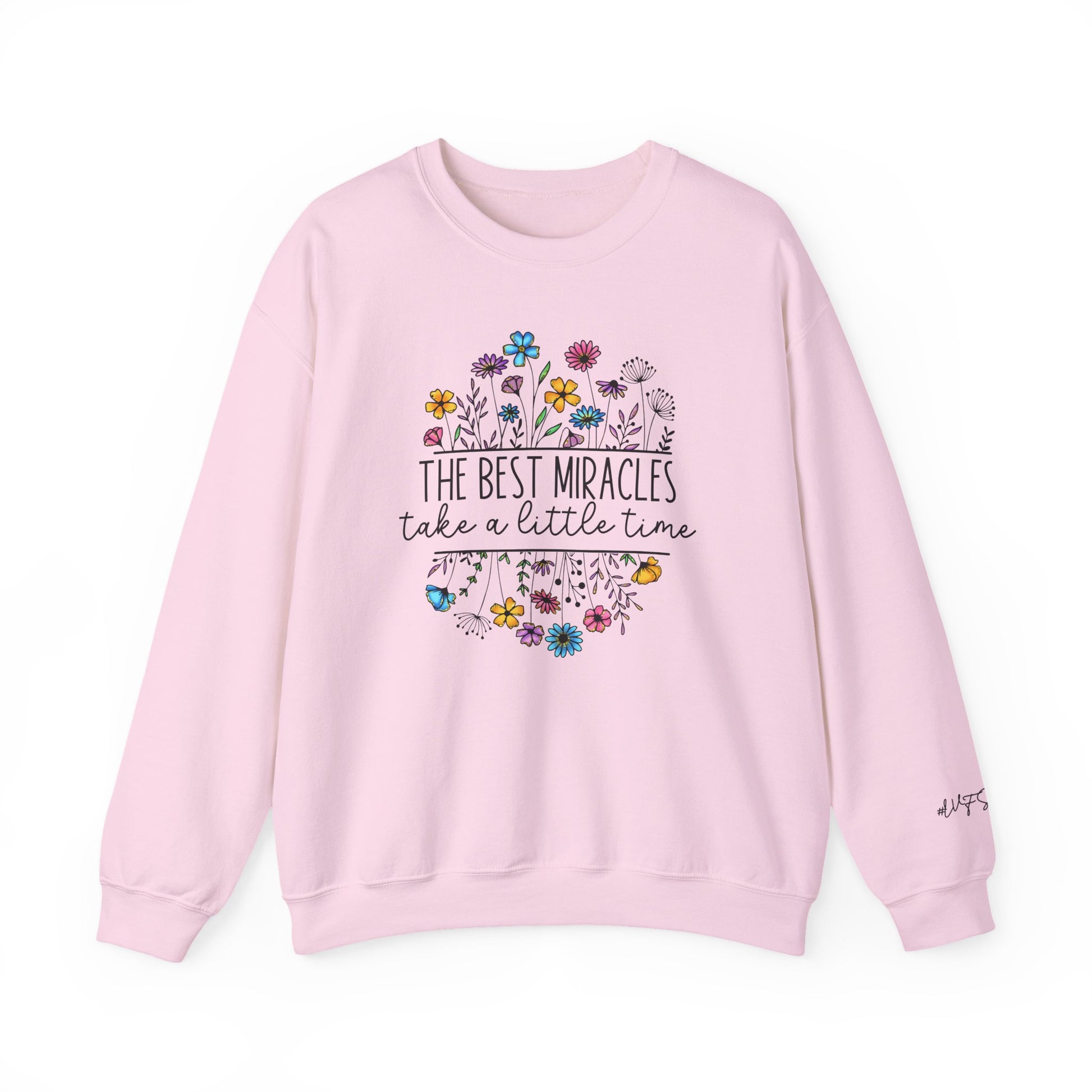 Floral 'The Best Miracles' IVF pregnancy announcement sweatshirt