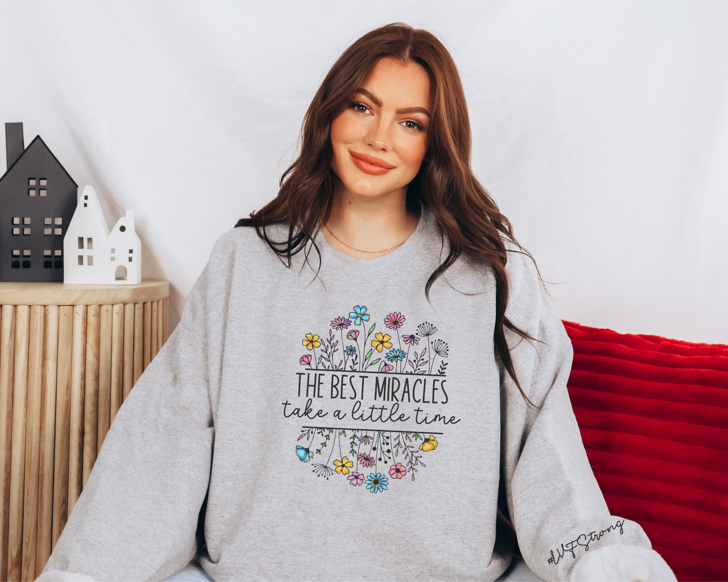 Floral 'The Best Miracles' IVF pregnancy announcement sweatshirt
