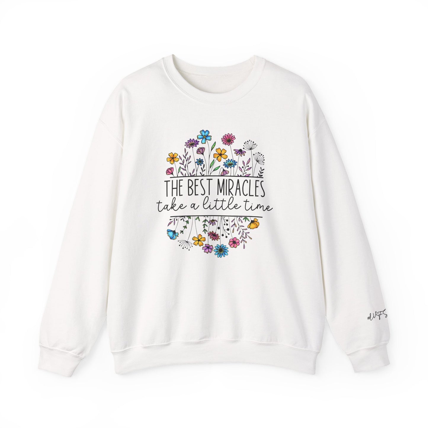 Floral 'The Best Miracles' IVF pregnancy announcement sweatshirt