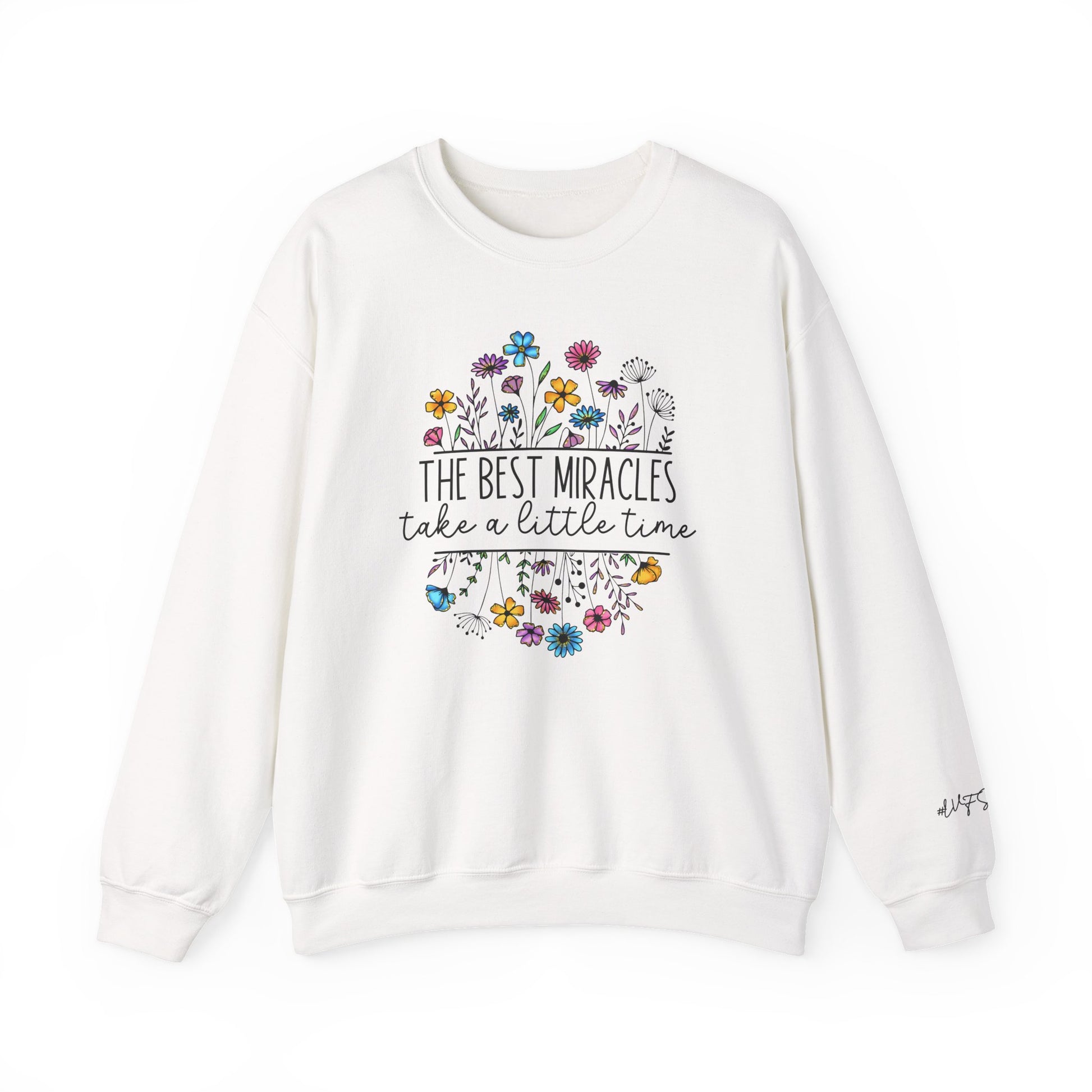Floral 'The Best Miracles' IVF pregnancy announcement sweatshirt
