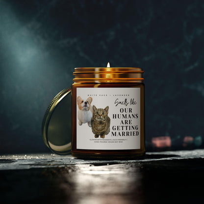 Custom pet family candle glowing 