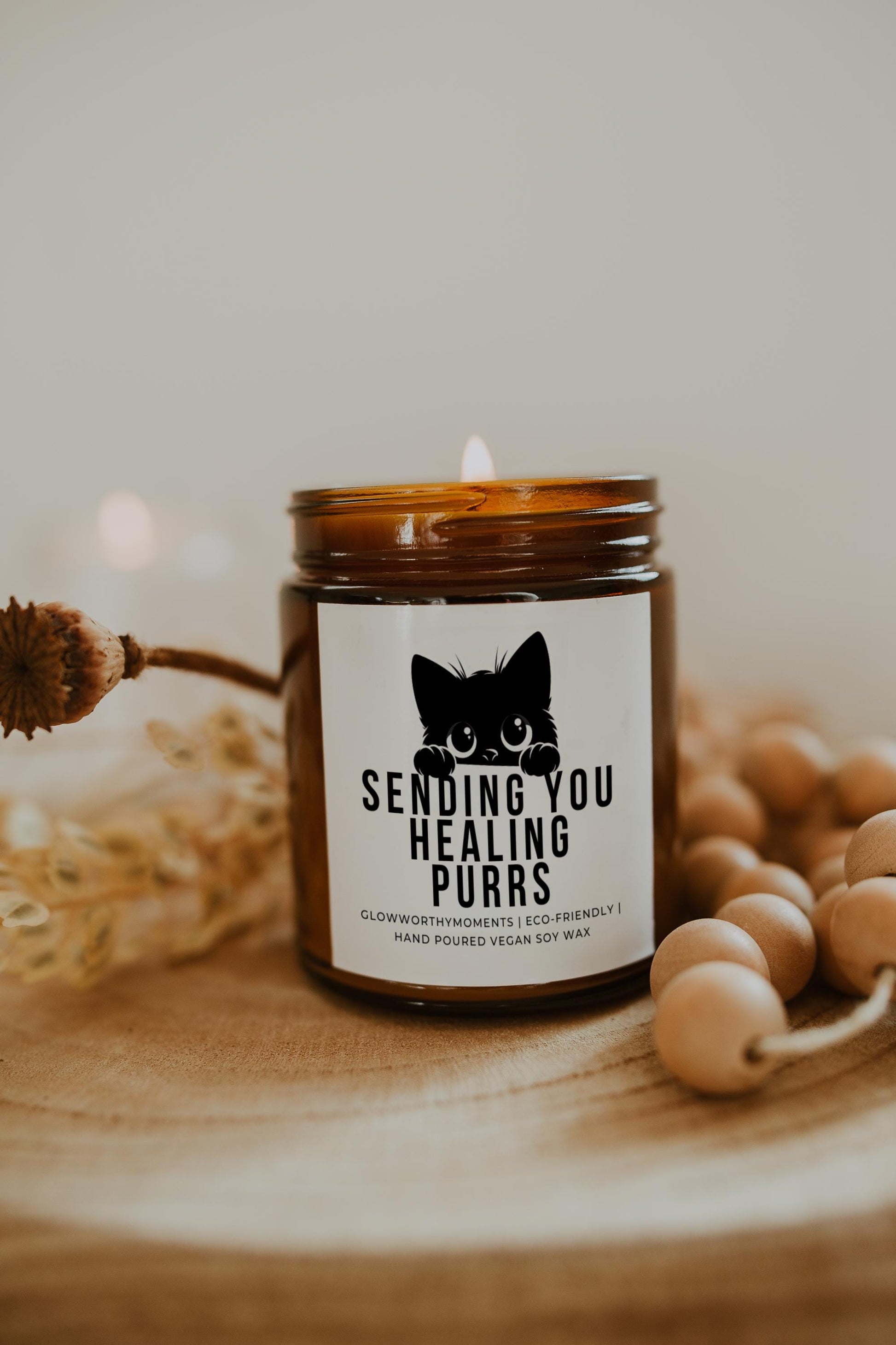 Healing gift set with cat candle
