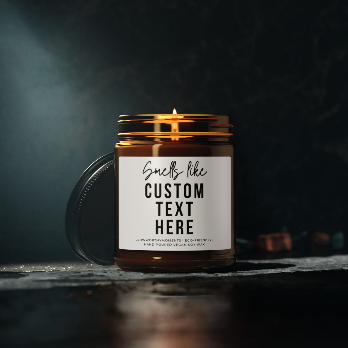 Personalized 'Smells Like [Your Text]' candle for first responders