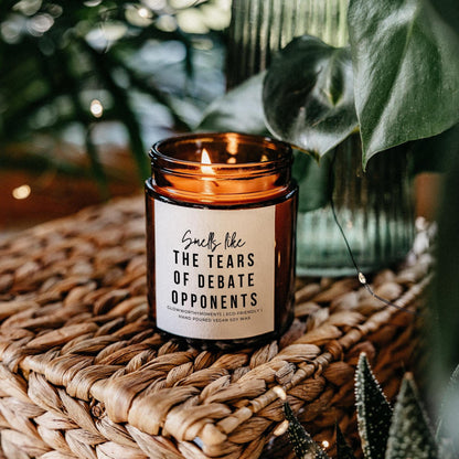 Funny debate team champion candle in trophy cup - gift for coaches and students
