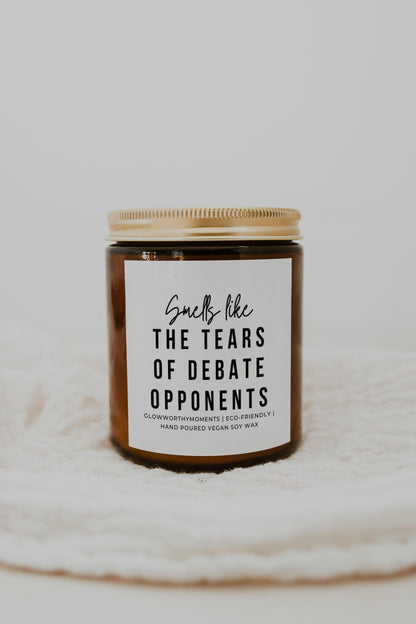 Debate competition gift set with funny candle, notecards, and caffeine
