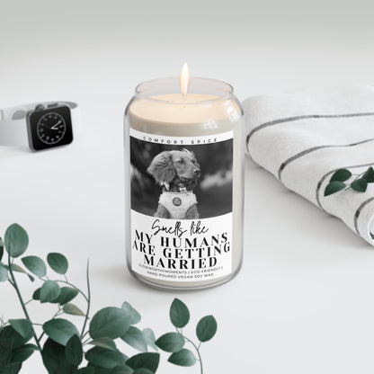 Customization options showing 1-dog and 2-dog wedding candle designs