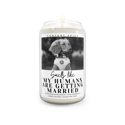 Custom dog wedding candle with golden retriever photo - personalized gift for dog parents