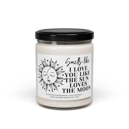 Romantic 'I Love You' soy candle as engagement gift