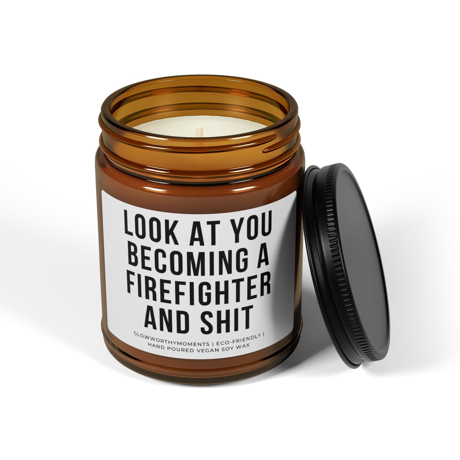 Funny 'Look at you becoming a firefighter and shit' rookie candle