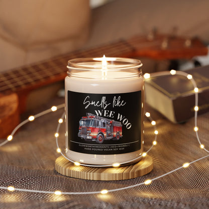 Funny firefighter candle in station 