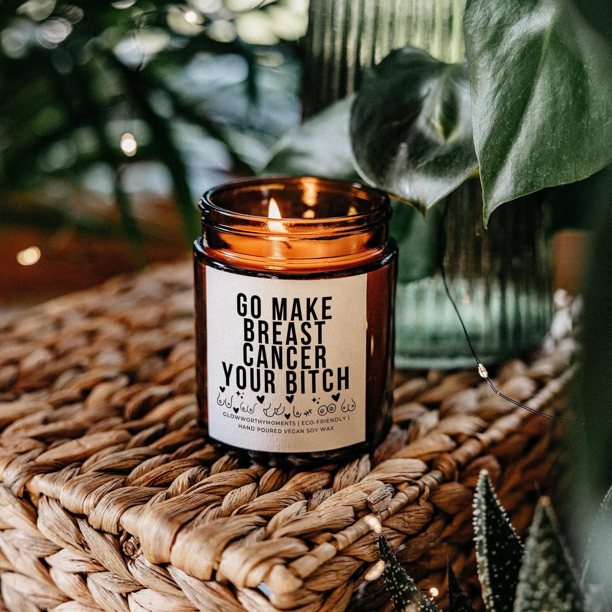 Edgy 'Make Cancer Your B*tch' mastectomy candle - survivor empowerment gift