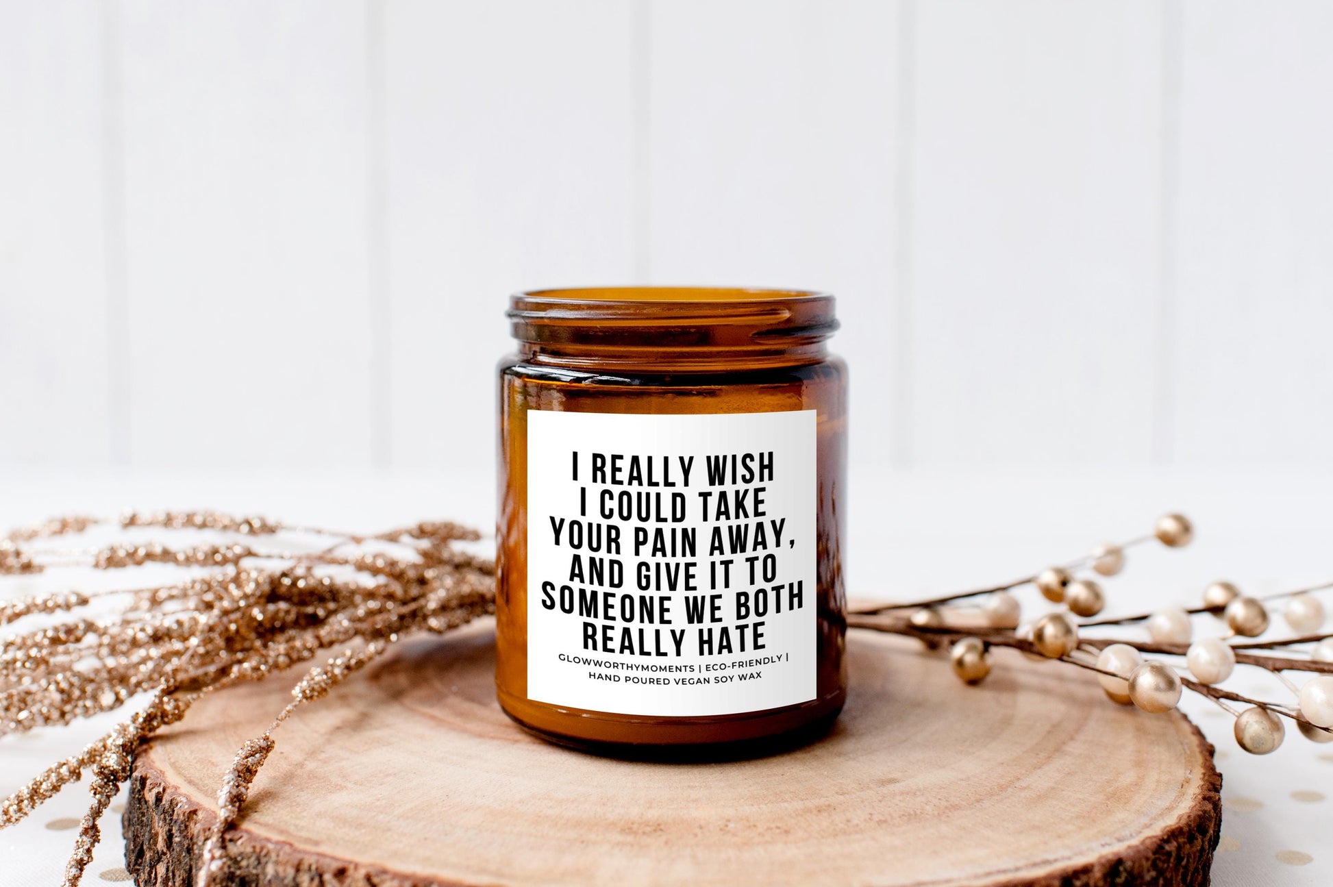 Get Well Soon soy candle glowing on bedside table