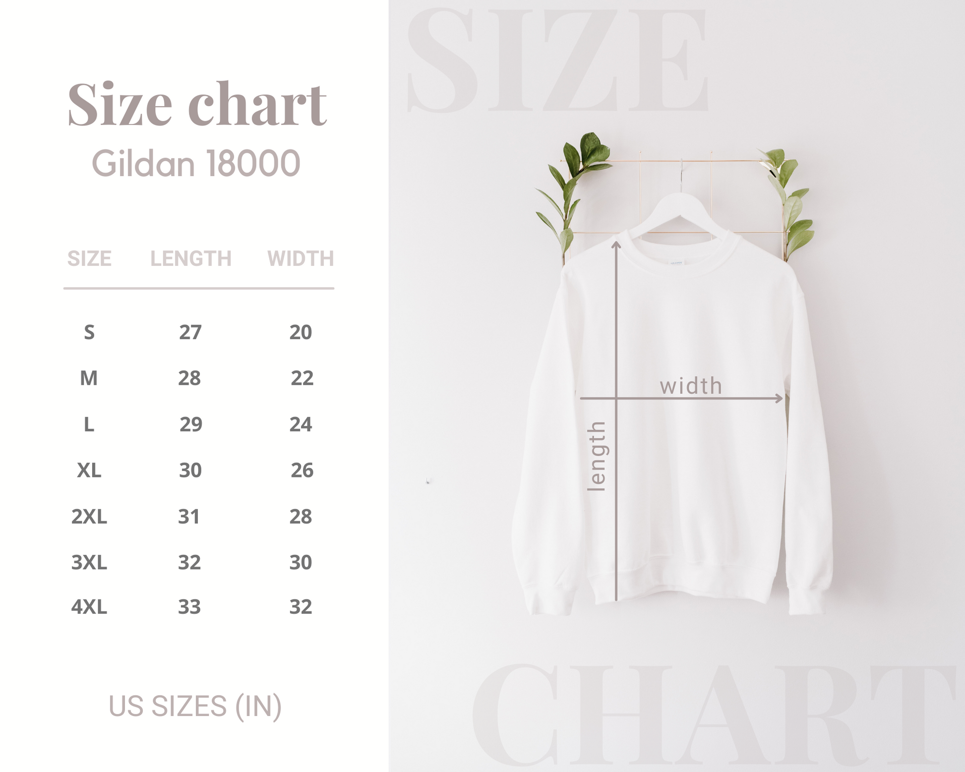gildan sweatshirt size chart