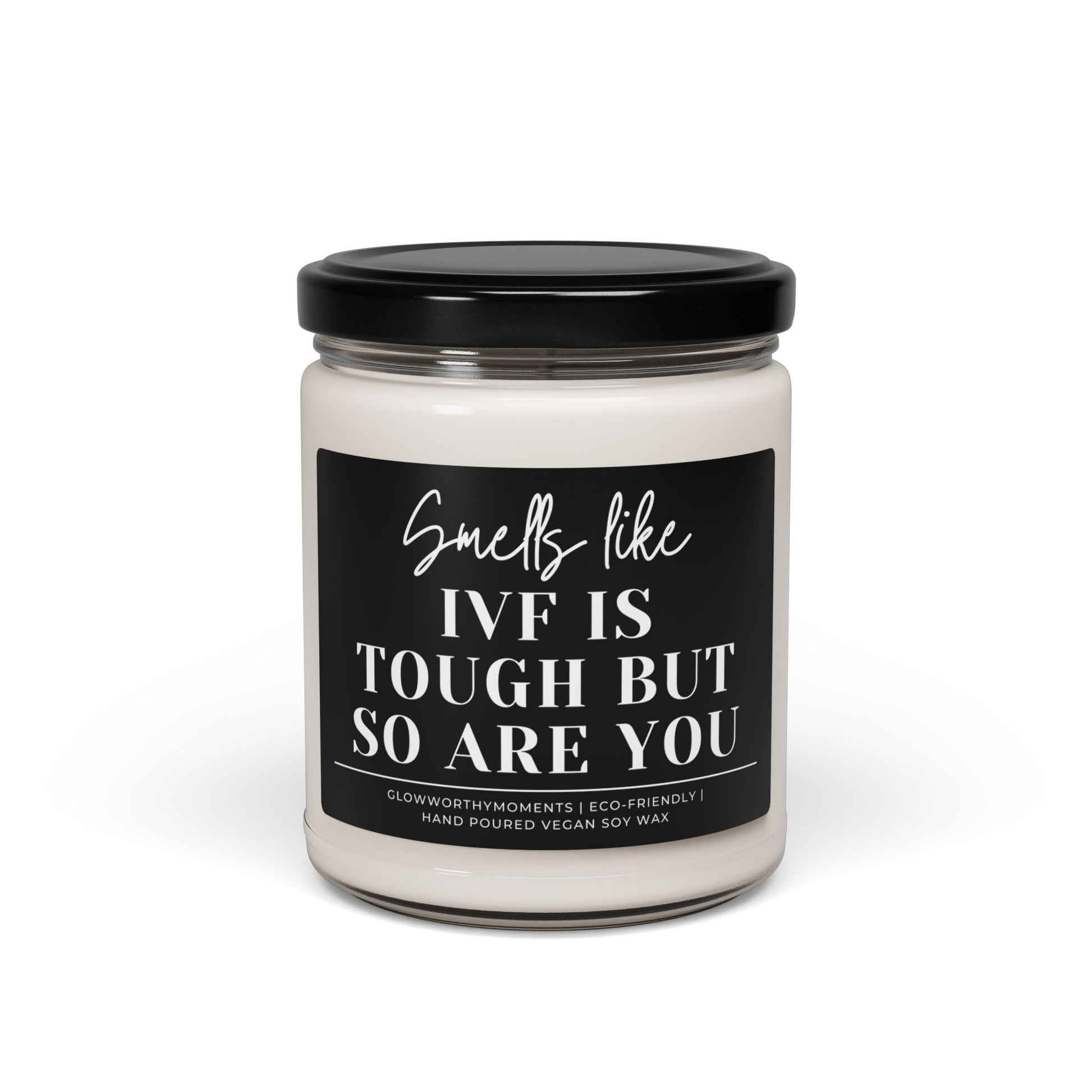Funny yet hopeful 'IVF is tough but so are you' fertility support candle