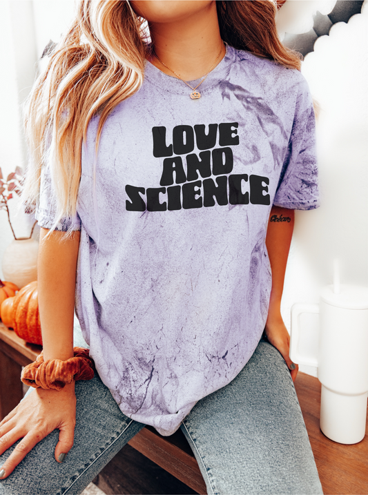 Hope-filled 'Love & Science' IVF pregnancy announcement shirt