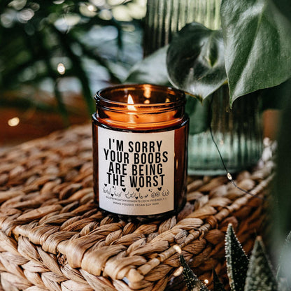 Funny personalized gift for her - mastectomy candle with custom name